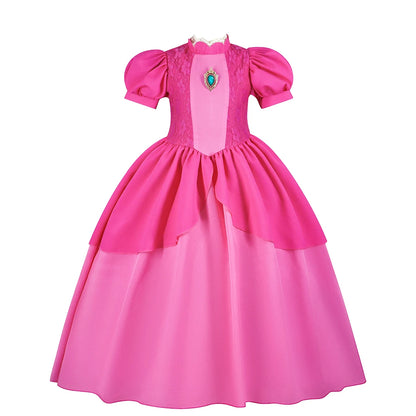 LED Princess Peach Costume Dress for Kids