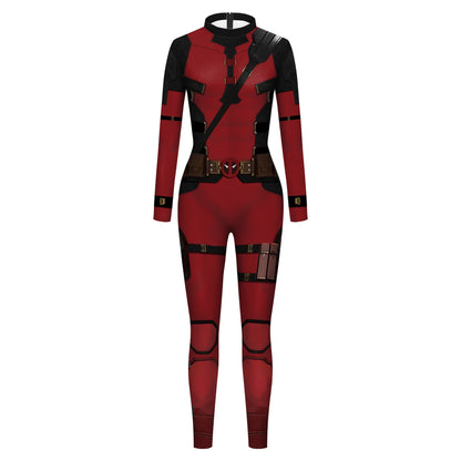 Full-Body Cosplay Jumpsuit with Printed Superhero Design