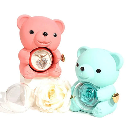 Rotating Bear Rose Jewelry Box – Gift for Her