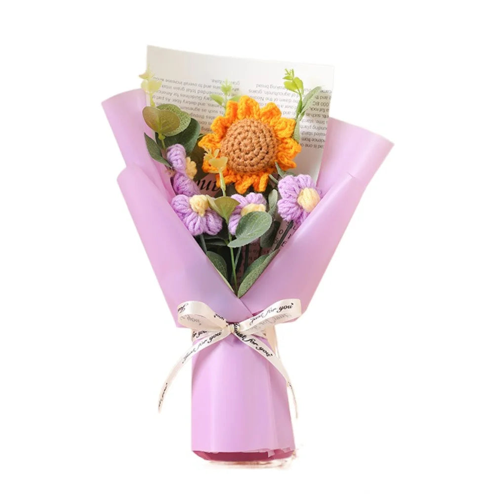Handmade Sunflower Daisy Crochet Bouquet - Eternal Flower Gift