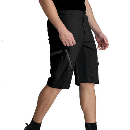 Men’s Mountain Bike Shorts with Zippered Pockets and Adjustable Waist