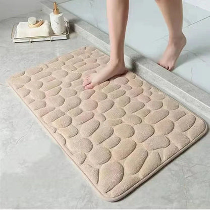 Non-Slip 3D Cobblestone Memory Foam Bath Mat