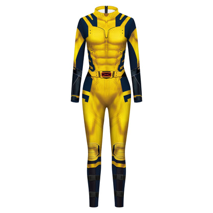 Full-Body Cosplay Jumpsuit with Printed Superhero Design