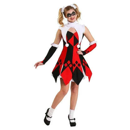Red Clown-Inspired Costume Dress for Cosplay and Halloween