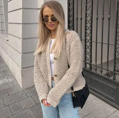 Women's Textured Button-Front Cardigan Jacket
