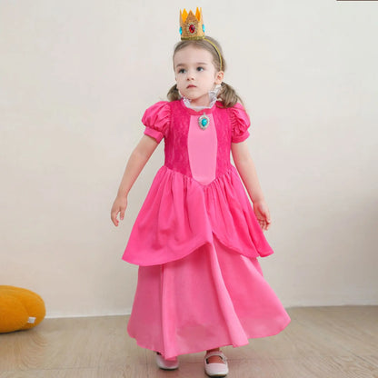 LED Princess Peach Costume Dress for Kids