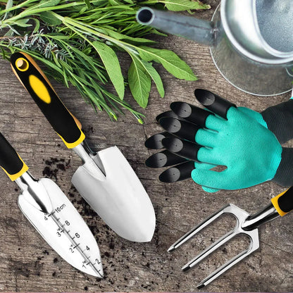 Stainless Steel Gardening Tool Set with Claw Gloves