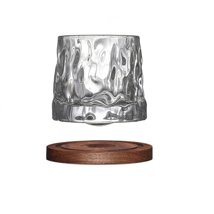 Rotating Whiskey Glass with Wooden Base – 160ml