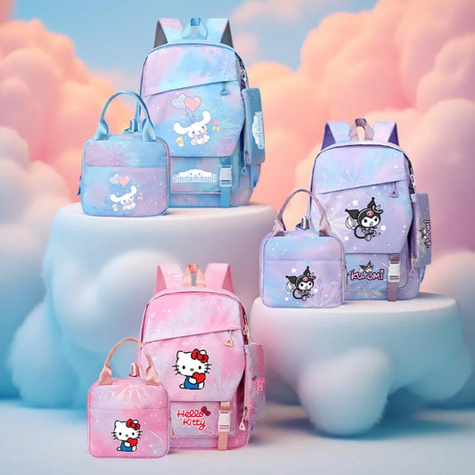 3-Piece Backpack Set with Character Print and Coordinated Bags