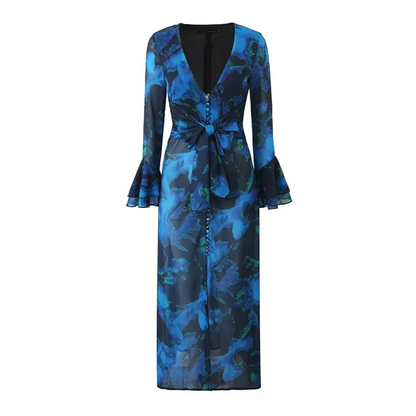 Elegant V-Neck Chiffon Summer Dress