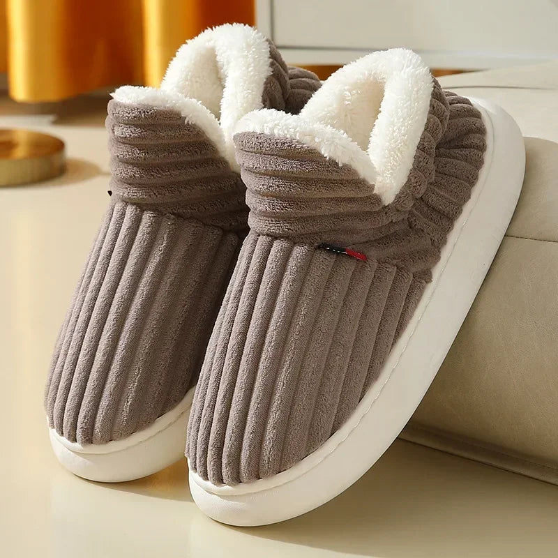 Plush Winter Slippers with Platform Sole