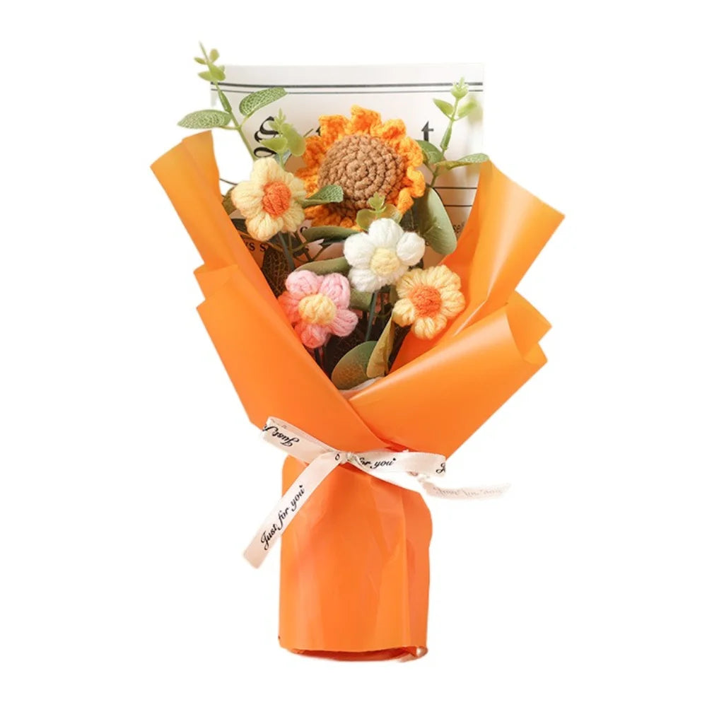 Handmade Sunflower Daisy Crochet Bouquet - Eternal Flower Gift