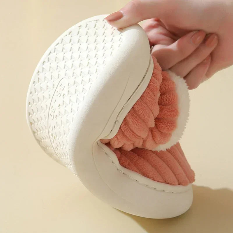 Plush Winter Slippers with Platform Sole