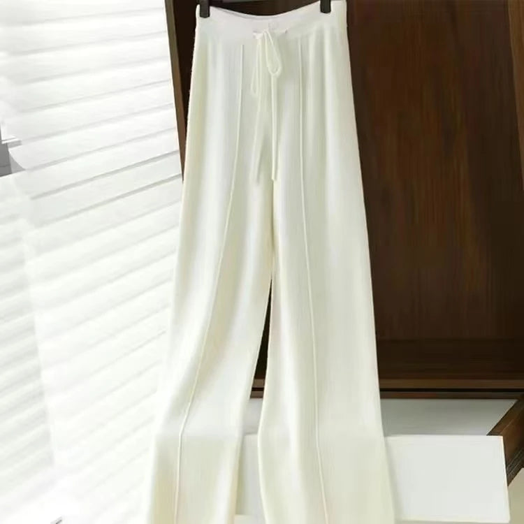 Wool Knitted Wide Leg Trousers for Women