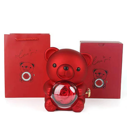 Double Heart Necklace with Bear Gift Box