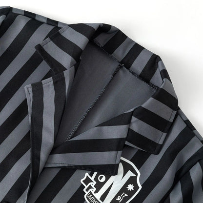 Black Striped Uniform Wednesday Addams Kids Costume Dress