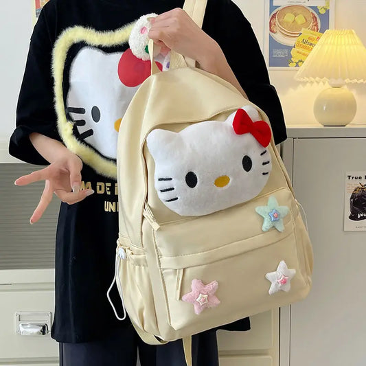 Backpack with Character Design and Decorative Star Accents