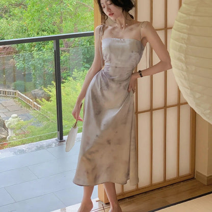 Elegant Long Satin Dress for Women