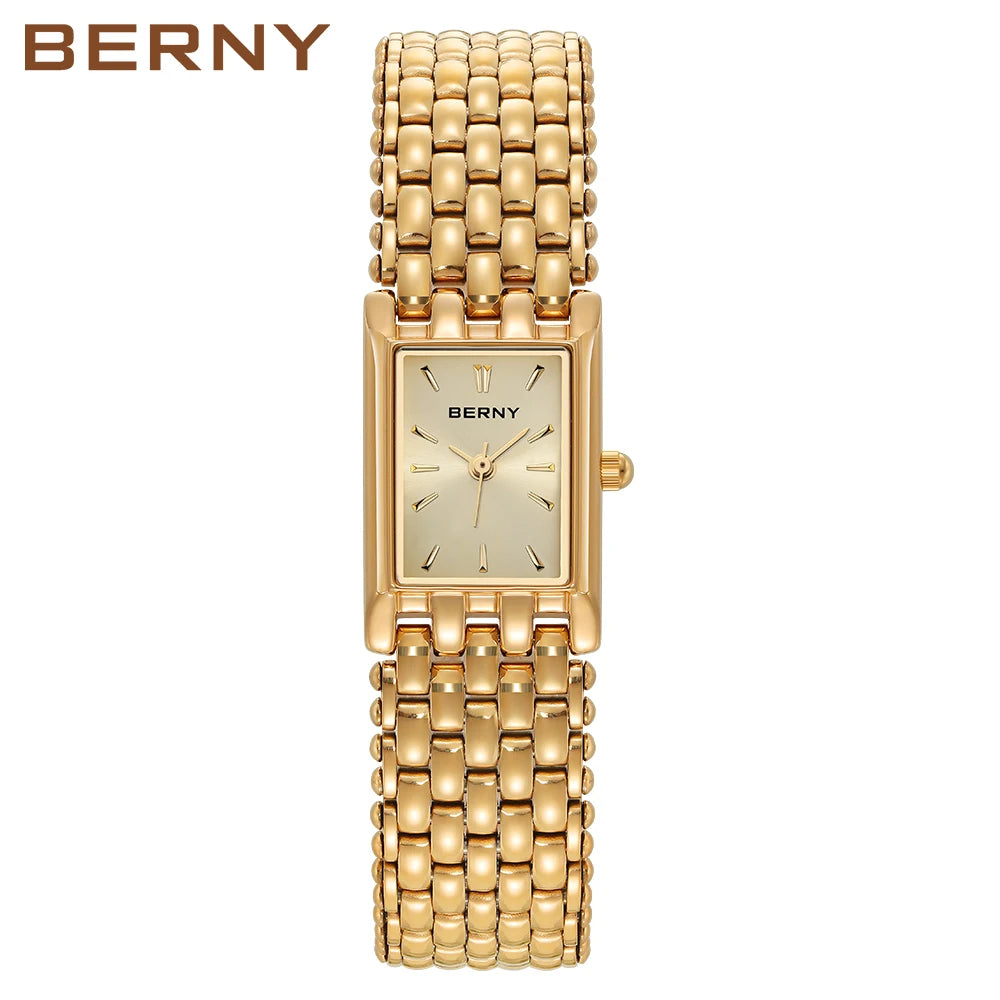 GOLDENLUXE – Elegant Square Quartz Watch for Women