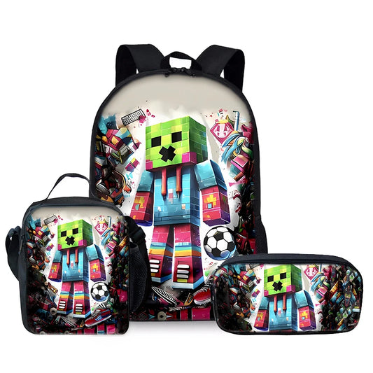 3-Piece Cartoon School Backpack Set for Kids