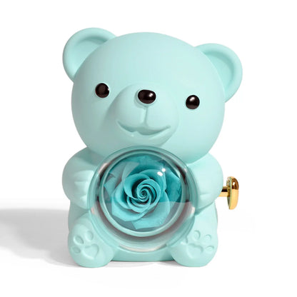 Rotating Bear Rose Jewelry Box – Gift for Her