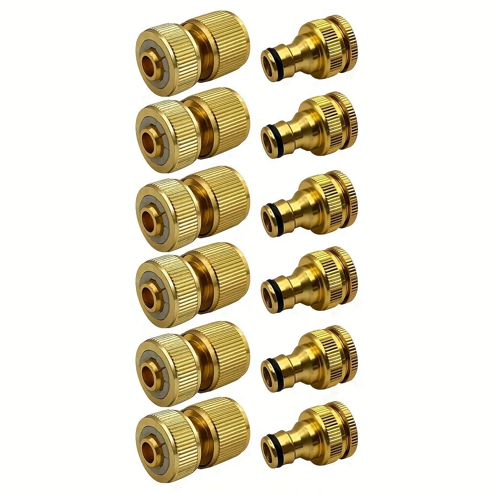 Brass Garden Hose Quick Connectors Set