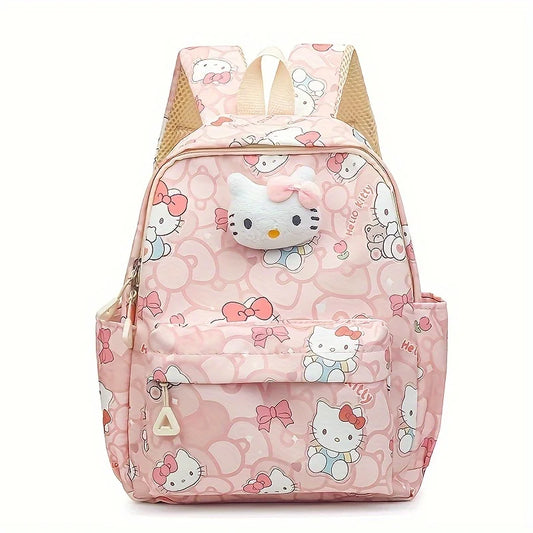 Kids Backpack with Character Print and Multiple Pockets