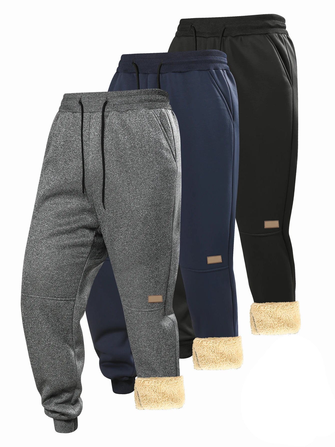 Fleece Lined Warm Sweatpants for Men, Casual Winter Pants