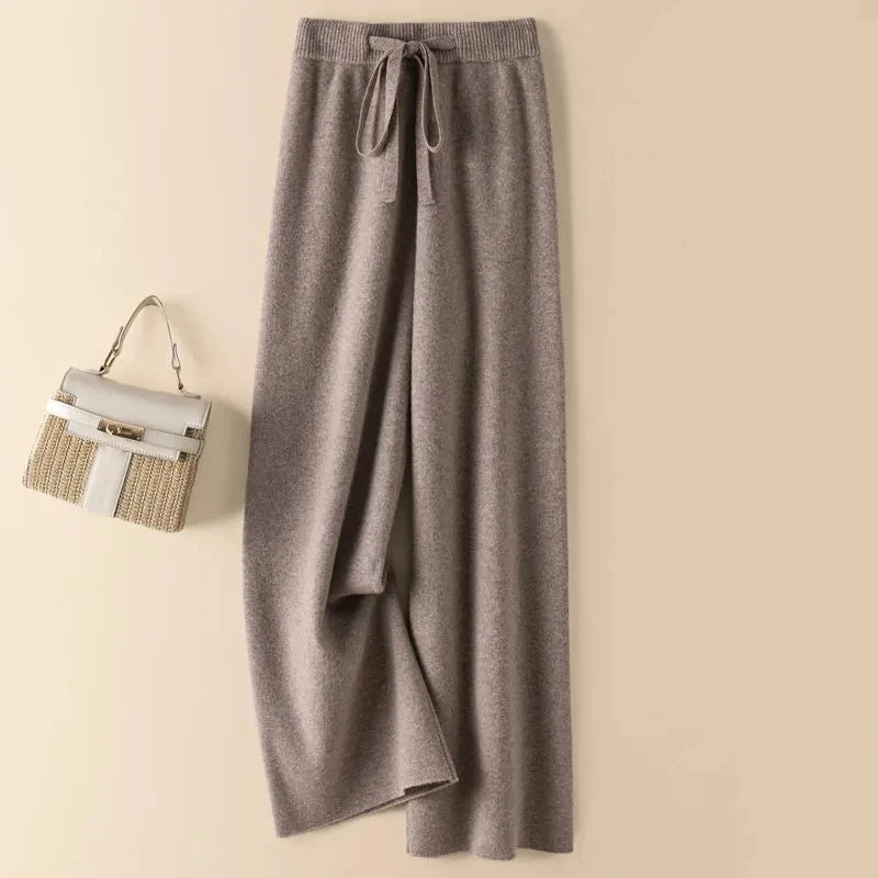 Knit High Waist Straight Ankle Pants for Women