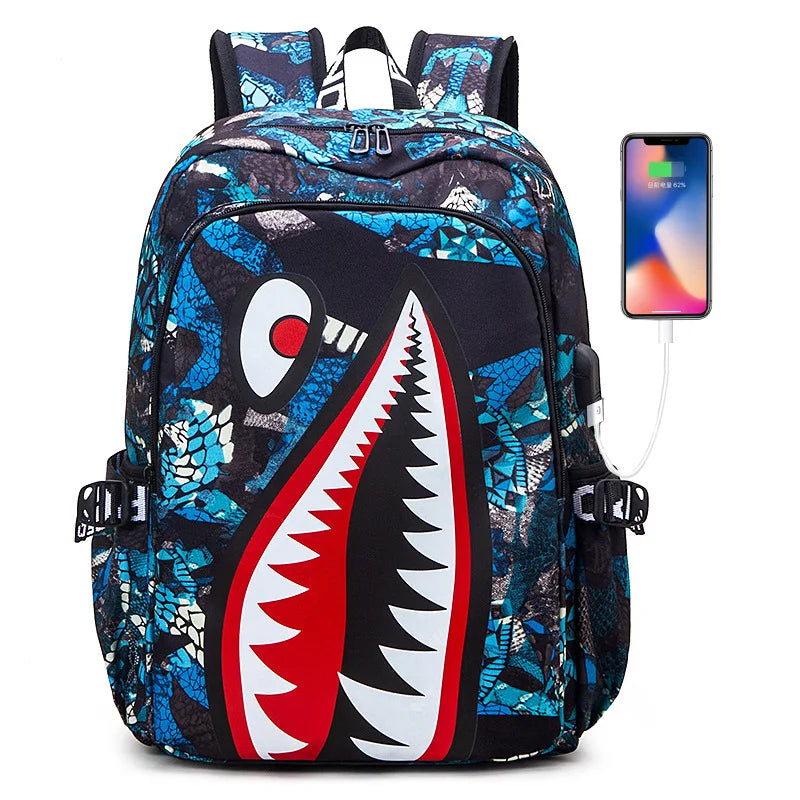 Shark backpack - Grey/Black
