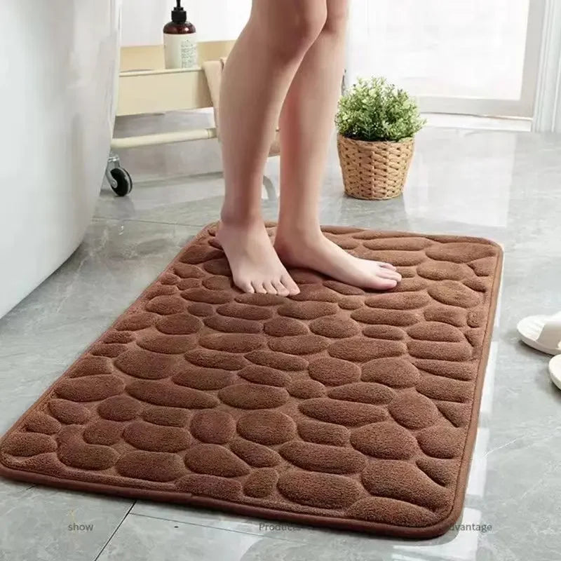 Non-Slip 3D Cobblestone Memory Foam Bath Mat