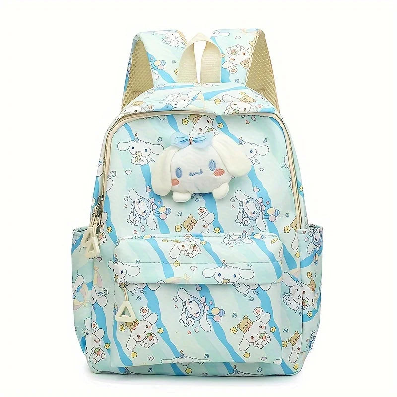 Kids Backpack with Character Print and Multiple Pockets