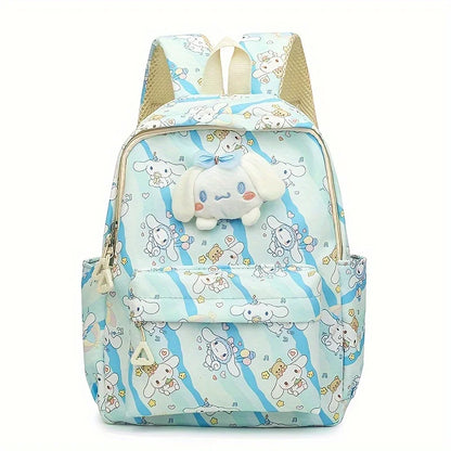 Kids Backpack with Character Print and Multiple Pockets