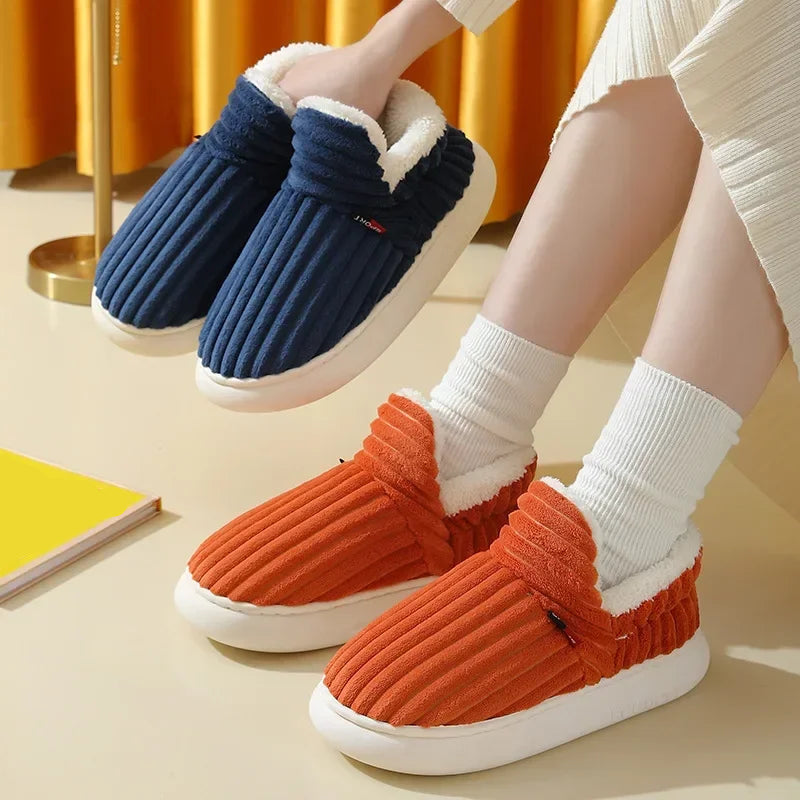 Plush Winter Slippers with Platform Sole