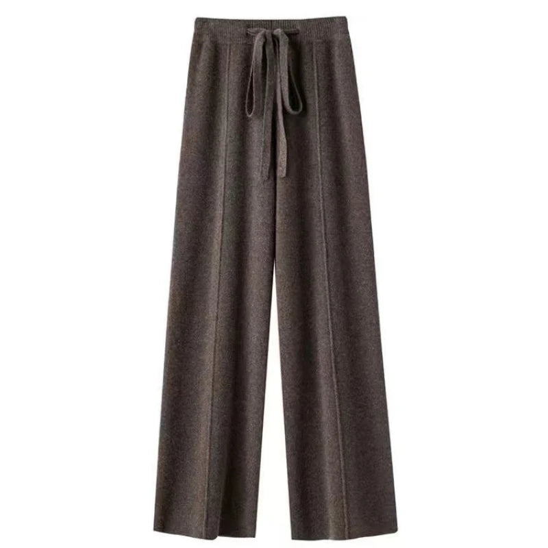 Wool Knitted Wide Leg Trousers for Women