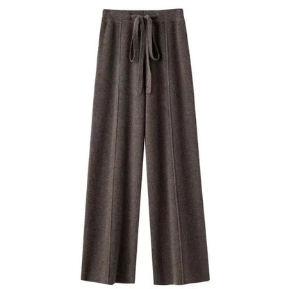 Wool Knitted Wide Leg Trousers for Women