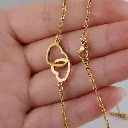 Double Heart Necklace with Bear Gift Box