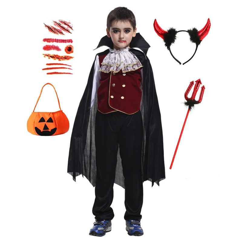 Halloween Kids Ghost Bride Vampire Costume Set