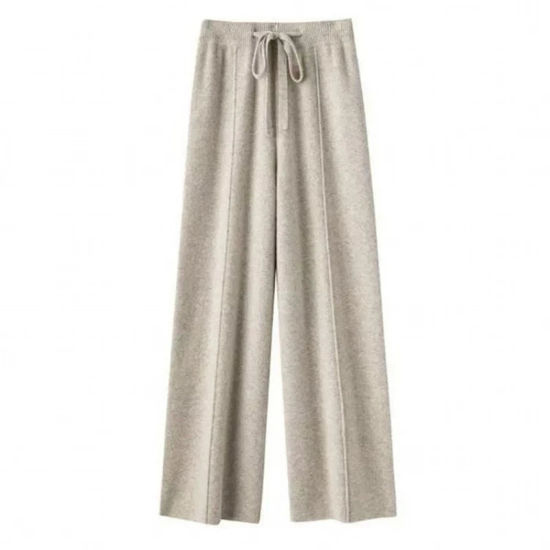 Wool Knitted Wide Leg Trousers for Women
