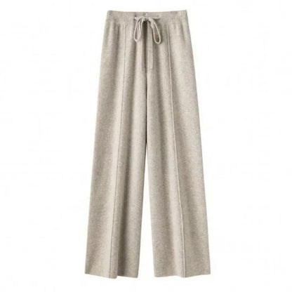 Wool Knitted Wide Leg Trousers for Women