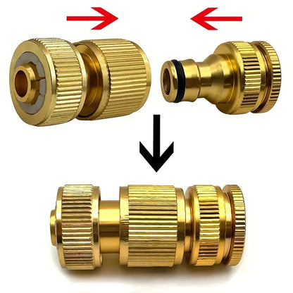 Brass Garden Hose Quick Connectors Set