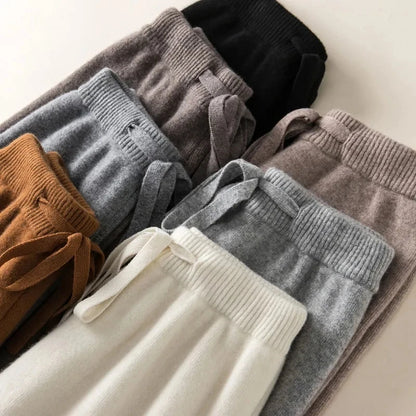 Knit High Waist Straight Ankle Pants for Women