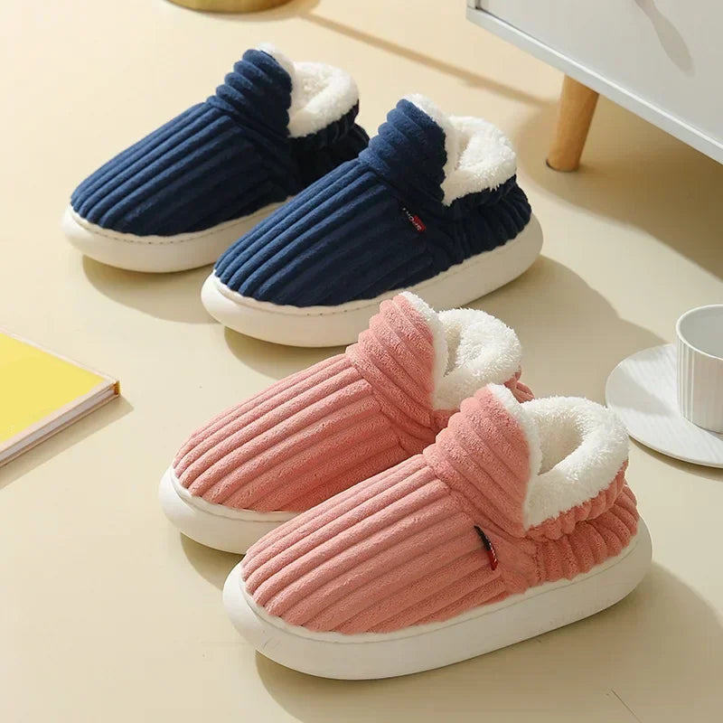 Plush Winter Slippers with Platform Sole
