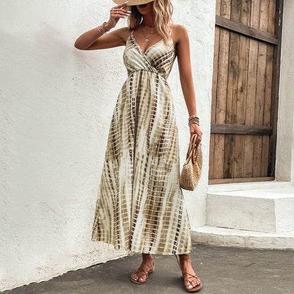 Chic Brown Maxi Summer Dress