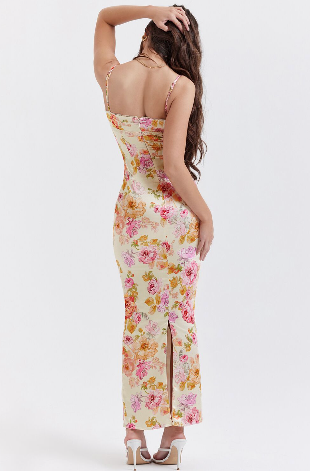 Charming Floral Maxi Dress with Heart Neckline
