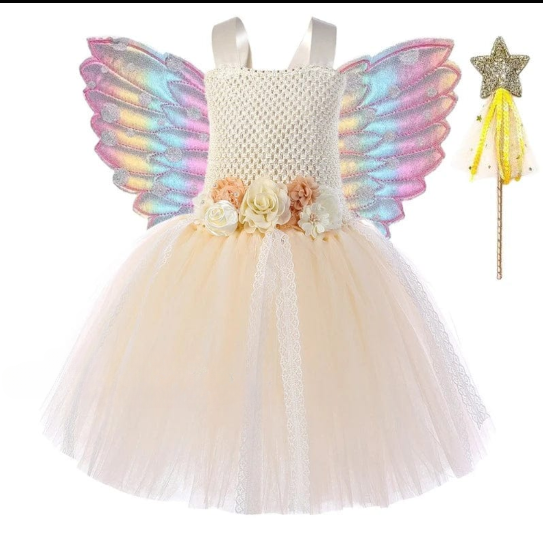 Girls’ Fairy and Princess Dress with Wings