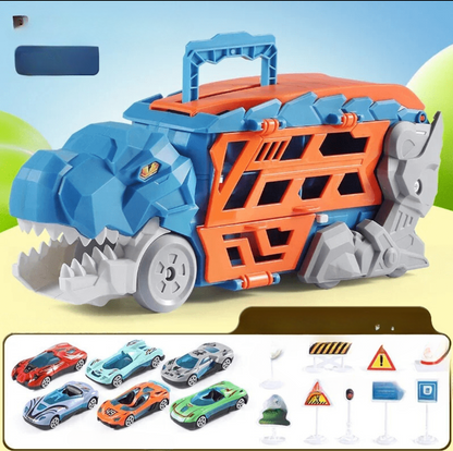 Blue Dinosaur-Themed Transformable Vehicle Launcher Playset