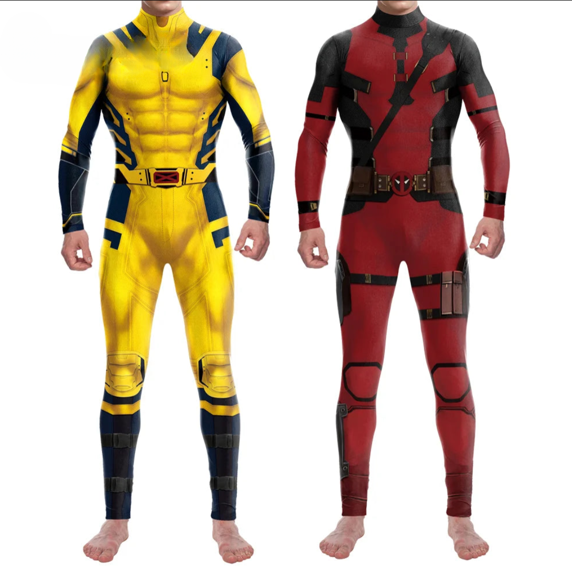 Full-Body Cosplay Jumpsuit with Printed Superhero Design