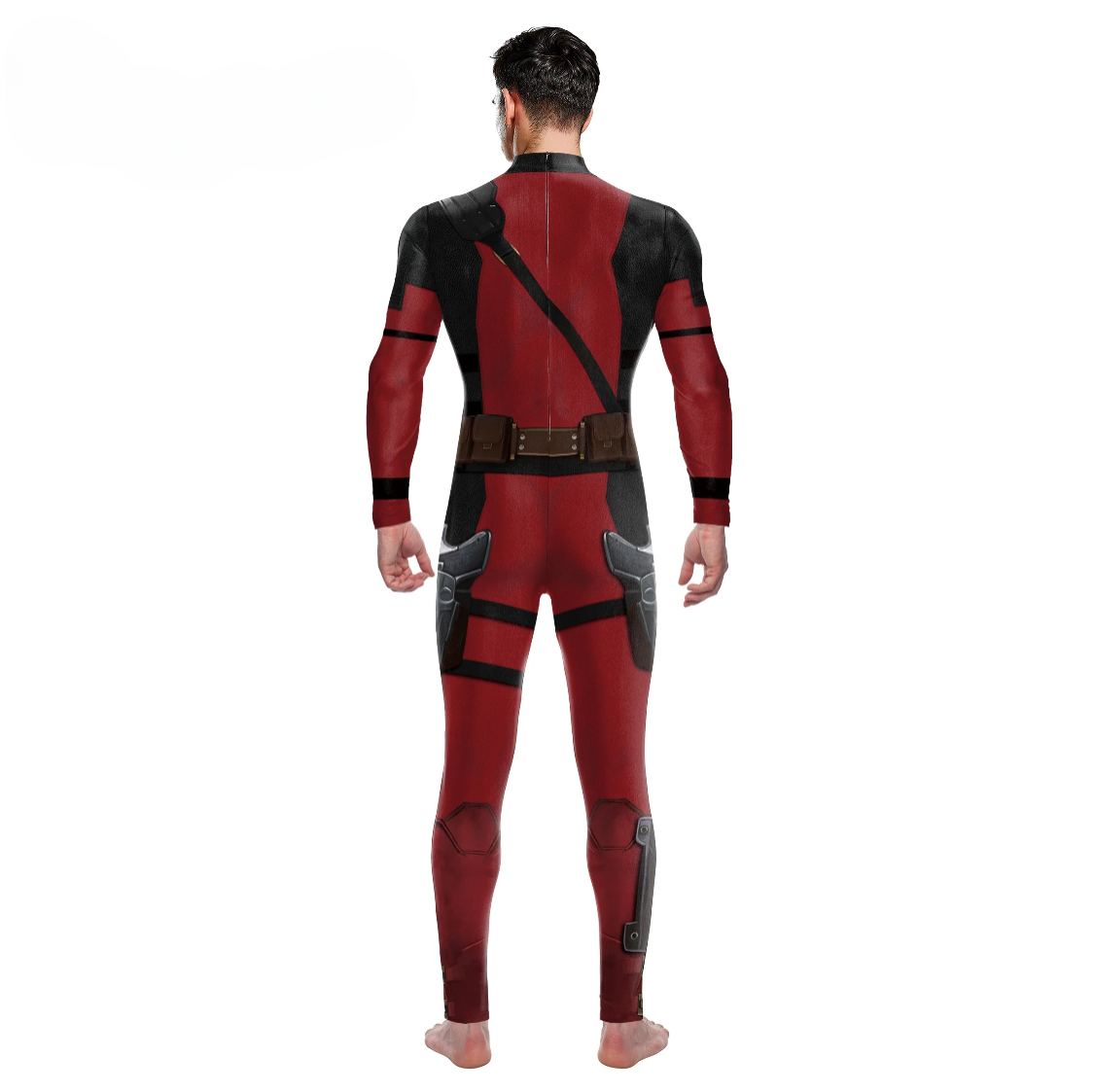 Full-Body Cosplay Jumpsuit with Printed Superhero Design