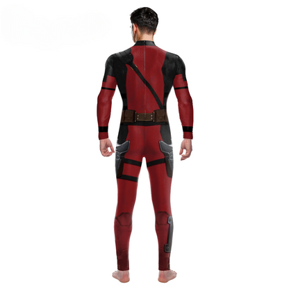 Full-Body Cosplay Jumpsuit with Printed Superhero Design